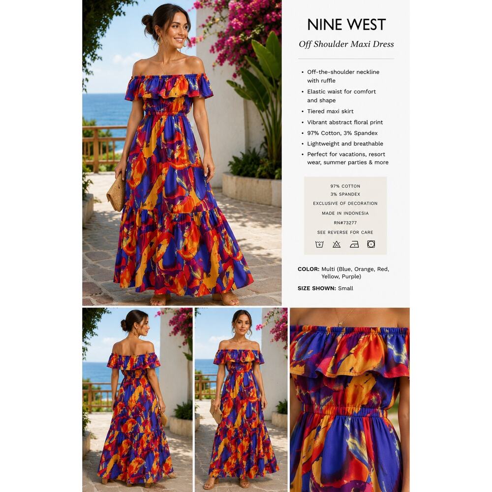 Nine West Off the Shoulder Maxi Dress Size Small